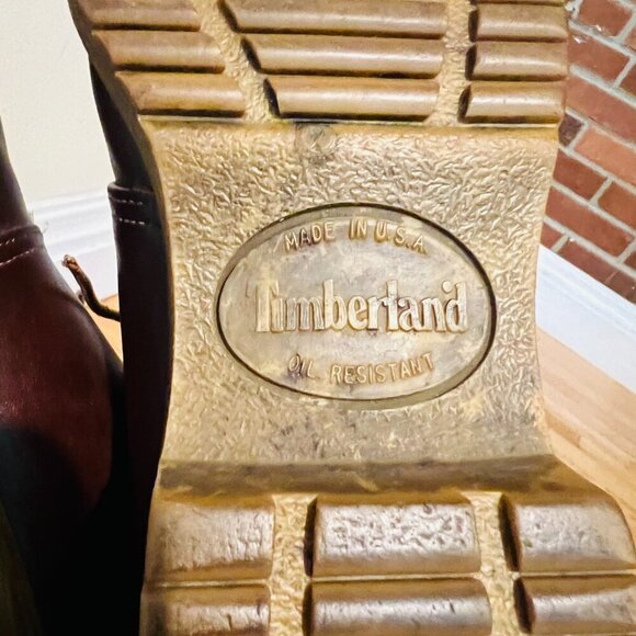 VTG Timberland USA Brown Leather ankle Boots Sherpa Lined Oil Resistant Women's - Picture 15 of 16